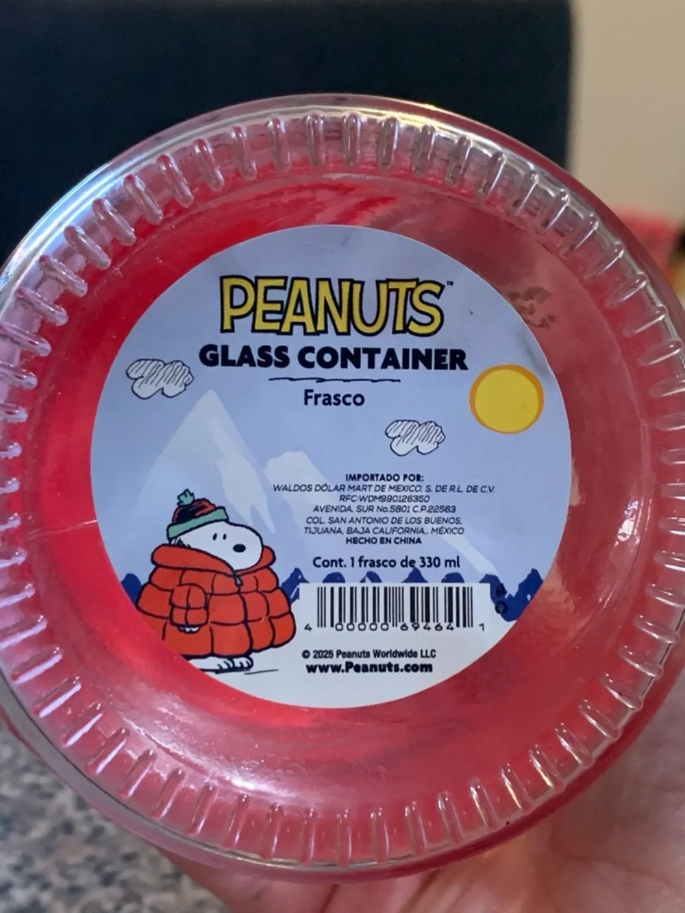 Mountain Time Snoopy Jar with Red Lid